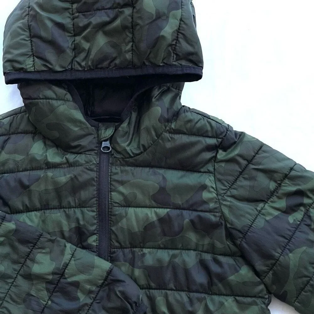 Old Navy Jacket Kids size XS (5) Green Camo Hooded Puffer‎ Coat